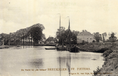 8805 Gezicht over de Vecht bij Breukelen uit het noorden, met op de achtergrond de uitspanning de Oliphant en het huis ...